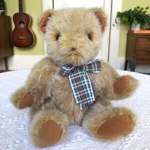 VTG 80s Yangjee Korea Jointed Teddy Bear 14in Mohair Look Cottagecore Nursery